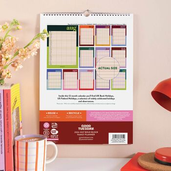 2026 2027 A3 Family Wall Calendar | Academic Year | Bold Block, 6 of 7