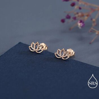 Lotus Flower Stud Earrings In Sterling Silver, 4 of 12