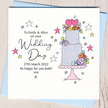 Personalised Floral Wedding Cake Card, 4 of 4