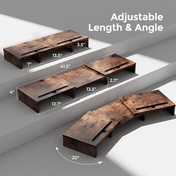 Adjustable Dual Monitor Riser Swivel Angle Desk Stand, 6 of 12