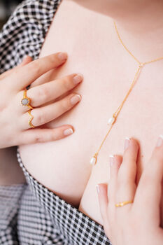 Delicate Gold Chain With Layered Pearls Necklace, 3 of 4