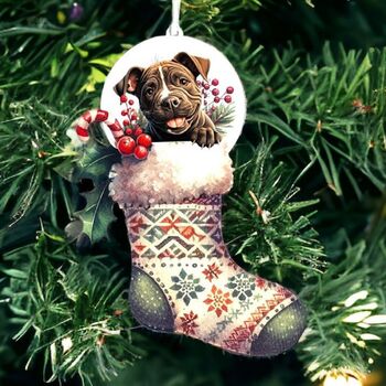 Personalised Staffordshire Bull Terrier Stocking Bauble, 2 of 2