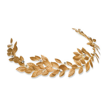 Jupiter Gold Plated Leafy Boho Bridal Hair Vine, 2 of 8