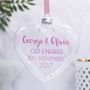 Personalised Engagement Flat Heart Bauble, thumbnail 3 of 7