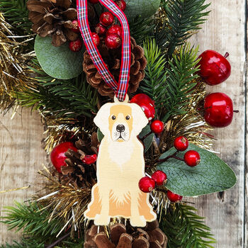 Golden Retriever Hanging Wooden Christmas Decoration, 2 of 5