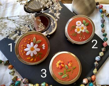Pocket Mirror With Hand Embroidered Flower, 6 of 12