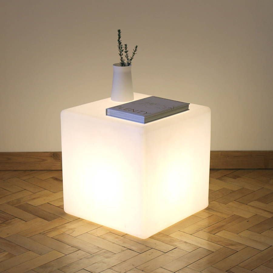 cube lit side table