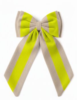 Sustainable Lrg Linen Stripe Bow Hanging Christmas Decoration, 9 of 10