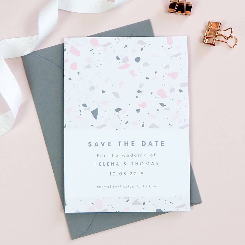 Terrazzo Save The Date Cards