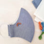 Embroidered Rainbow Blue Face Mask, thumbnail 1 of 5
