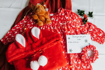 Christmas Red Snuggle Hoodie And Reindeer Teddy Nightie Gift Box / Christmas Eve Box, 3 of 8