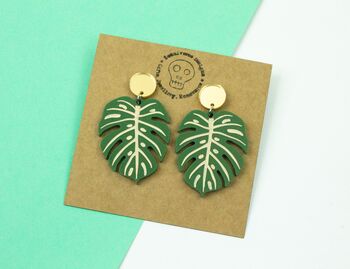 Monstera Cheese Plant Earrings, 3 of 4