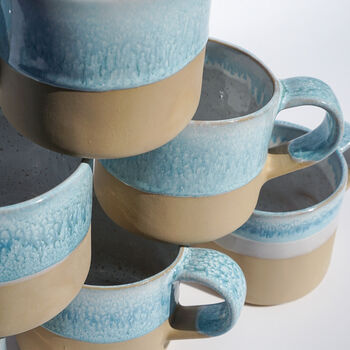 Handmade Large Ceramic Oasis Double Glazed Blue Mug, 7 of 10