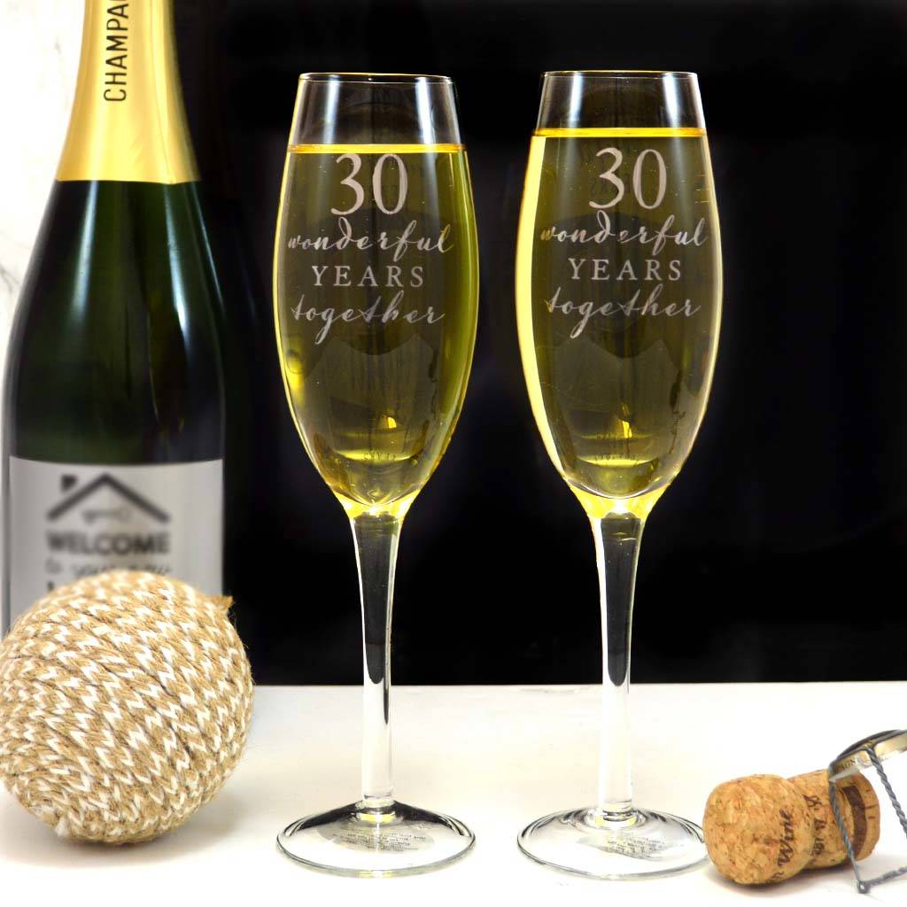 Pearl Wedding Anniversary Champagne Glasses By Gifts Online4 U