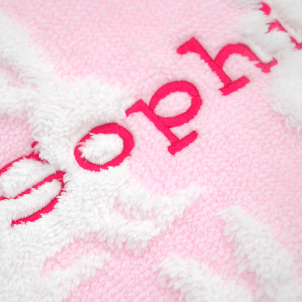 Personalised Pink Fleece Bunny Baby Blanket By D Caro