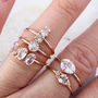 Demi Dainty 9ct Gold Pear Morganite And Sapphire Ring, thumbnail 6 of 6