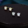 Tiny White Opal With Cz Stud Earrings Sterling Silver, thumbnail 1 of 9