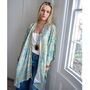 Spring Floral Viscose Kaftan Jacket With Heavy Cream Fishbone Embroidery, thumbnail 3 of 6