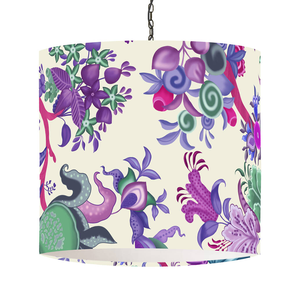 Modern Jacobean, Multi Coloured Lamp Shade By FabFunky Home Decor