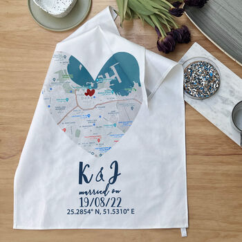 Personalised Couple's Map Tea Towel, 3 of 5