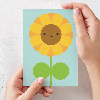 Happy Sunflower Kawaii Greetings Card, 2 of 4