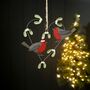 Robins And Mistletoe Hanging Heart Christmas Decoration, thumbnail 1 of 2