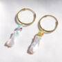 Galaxy Colourful Pearl Gold Plated Silver Hoop Earrings, thumbnail 2 of 4