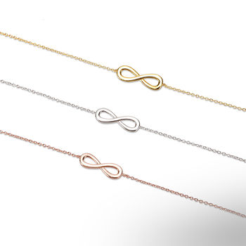 Infinity Plain Bracelet Rose Or Gold Plated 925 Silver, 3 of 9
