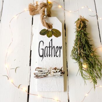 Personalised Wooden Sign With Twigs And Leaves, 2 of 5