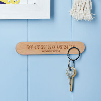 Personalised Wooden Coordinates Magnetic Key Holder, 2 of 4