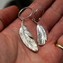 Asymmetrical Feather Sterling Silver Earrings, thumbnail 2 of 5