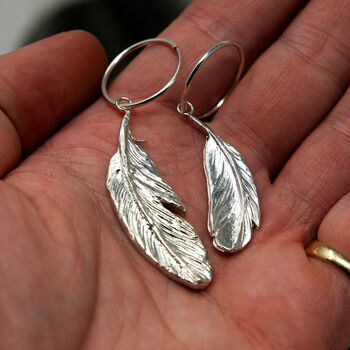 Asymmetrical Feather Sterling Silver Earrings, 2 of 5