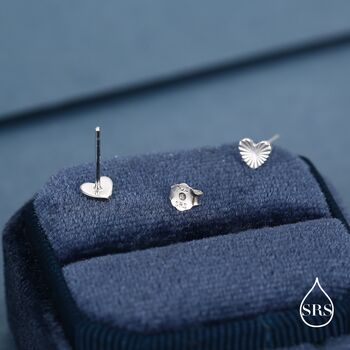 Sterling Silver Sunburst Heart Stud Earrings, 3 of 12