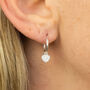Sterling Silver Hoop Earrings With Cz Heart Charm, thumbnail 1 of 7