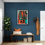 Retro Abstract Wall Art, Orange And Black Shapes, thumbnail 5 of 12