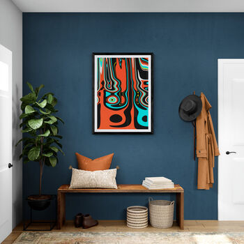 Retro Abstract Wall Art, Orange And Black Shapes, 5 of 12