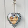 10th Tin Anniversary Heart With Oak Heart Message, thumbnail 1 of 11