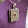 Dragon Book Locket Pendant Necklace Gold And Silver, thumbnail 1 of 6