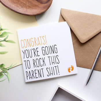 'Rock This Parent Shit' New Baby Card, 2 of 4