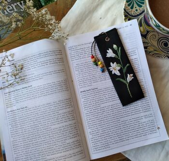 Hand Embroidered Lily Bookmark, 4 of 7