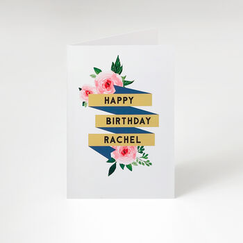 Personalised Floral Happy Birthday Card, 3 of 4