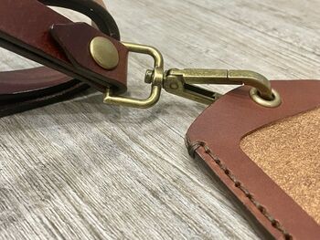 Personalised Spanish Brown Leather ID Holder And Lanyard, 5 of 12