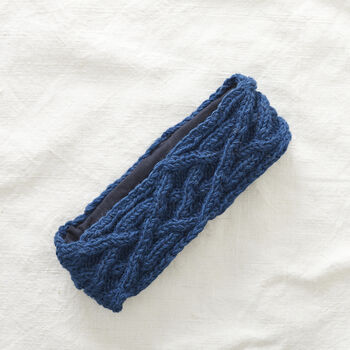 Fair Trade Cable Knit Wool Lined Earwarmer Headband, 8 of 12