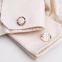Rose Gold And Silver Colour Porthole Initial Cufflinks, thumbnail 3 of 7