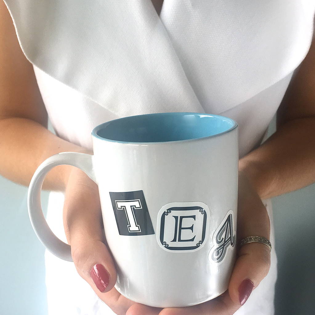 Personalised Typography Sticker Mug By The Letteroom