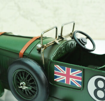 Green Tinplate Vintage Racing Car, 5 of 8