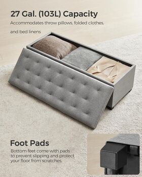 Storage Ottoman Footstool With Lid Feet Bed End Bench, 8 of 12