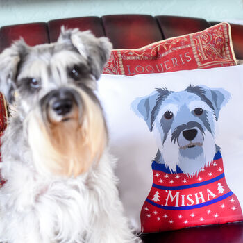Dog Breed Christmas Jumper Cushion Cover Personalised, 12 of 12