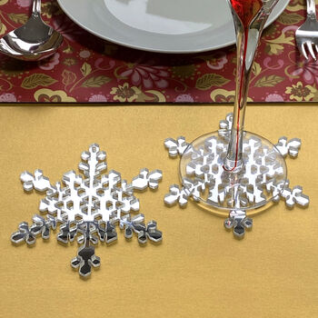 Mirror Acrylic Snowflake Coasters Set Of Four Or Six, 2 of 2