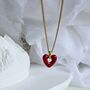 18 K Gold Enamel Red Heart Necklace – Waterproof Stainless Steel Chain – Dainty Pendant Necklace Gift For Her, thumbnail 2 of 5
